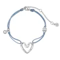 Bracelet tressé bleu clair en argent S925 avec un pendentif cœur en cristal brillant - Argent 925 / Bleu (DY150659-S-W-BC)