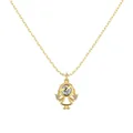 Minimalistische S925 Silberkette in Gold mit glitzerndem Mädchen-Anhänger und Zirkon - 925er Silber / Gold (DY191635-S-G-WH)