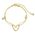 Bracelet tressé délicat en argent S925 avec pendentif coeur évidé serti de zircon - Argent 925 / Or (DY150659-S-G-WH)