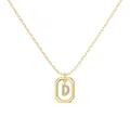 Gold necklace with octagonal pendant featuring a crystal-encrusted letter D charm - Gold Initial Letter D Style (DY191332-D) / 925 Silver