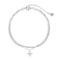 Double-layer S925 silver tennis bracelet with square zircon pendant and classic chain link - Double Layer Square Zirconia Bracelet (DY150677) / White Gold