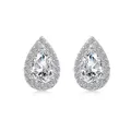 Eleganti orecchini a perno a goccia in argento S925 con zirconi bianchi halo - Halo Water Drop Earrings / Orecchini a Goccia d'Acqua Argentati (DY1D0482)