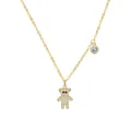 S925 sterling silver gold bear necklace with micro-pave cubic zirconia and round pendant - Pave Bear Shape Pendant Necklace (DY191684) / Gold
