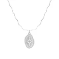 S925 sterling silver necklace featuring an irregular starburst pendant with pavé zircon - Oval Starburst Zirconia Pendant Necklace (DY191685) / White Gold