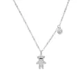 S925 sterling silver bear necklace with pave zircon and asymmetric round diamond pendant - Pave Bear Shape Pendant Necklace (DY191684) / White Gold