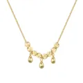 S925 silver necklace featuring matte gold beads and polished water drop pendants - Frosted Bead Water Drop Pendant Necklace (DY191682) / Gold