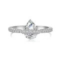 Bague luxueuse en argent S925 avec zircon en forme de poire et pavage micro-étincelant - Taille 6 / Argent 925 / Platine #6 (DY121554-S-W-WH#6)