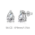 Boucles d'oreilles clous en argent S925 avec zircone 1,75ct taille poire - Goutte d'Eau (DY1D0517) / 6*9mm/1.75ct / Or blanc