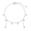 Minimalist S925 sterling silver bead chain bracelet featuring polished round drops - Simple Thin Chain Bracelet with Beads (DY150669) / White Gold