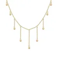 Elegant gold S925 silver necklace with nine polished beads in a tiered V-shaped drop style - Nine Bead Staggered Tassel Necklace (DY191681) / Gold