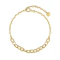 Elegant S925 sterling silver gold-plated paperclip heart bracelet with hammered texture - Hammered Thick Oval Link Spliced Bracelet (DY150670) / Gold