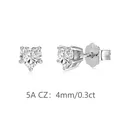 Boucles d'oreilles cœur en argent 925 avec zircons cubiques 5A de 4 mm - Cœur (DY1D0511) / 4MM/0.3CT / Or blanc