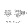 Boucles d'oreilles en argent S925 avec zircone 5A en forme de coeur de 1ct 6,5mm - Cœur (DY1D0514) / 6.5MM/1CT / Or blanc