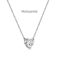 Κομψό κολιέ από ασήμι S925 με μενταγιόν moissanite σε σχήμα καρδιάς για γυναίκες - Ασήμι 925 / Λευκόχρυσο (DO190016-S-W-WH)