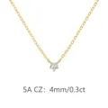 Collier en argent S925 doré avec pendentif cœur en zircone cubique 5A 4mm 0,3ct - Collier Pendentif Cœur (DY191711) / 4MM/0.3CT / Or