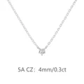Collier en argent S925 élégant avec pendentif solitaire cœur en zircone 5A de 4mm - Collier Pendentif Cœur (DY191711) / 4MM/0.3CT / Or blanc