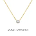 Collier cœur argent 925 avec zircone 5A de 5mm en finition dorée raffinée - Collier Pendentif Cœur (DY191710) / 5mm / 0.5ct / Or