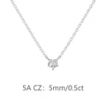 Collier élégant en argent S925 avec pendentif cœur en zircon 5mm et chaîne fine en O - Collier Pendentif Cœur (DY191710) / 5mm / 0.5ct / Or blanc