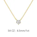 Collier élégant avec pendentif cœur en CZ blanc 1ct et pierre de 6,5mm finition or - Collier Pendentif Cœur (DY191708) / 6.5MM/1CT / Or