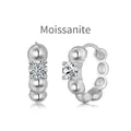 Elegant S925 sterling silver moissanite stud earrings featuring a beaded halo design - 925 Silver / Platinum Color (DO110003-S-W-WH)
