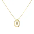 Gold letter A pendant necklace with sparkling zircon pavé in an octagonal frame - Gold Initial Letter A Style (DY191329-A) / 925 Silver