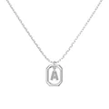 S925 silver necklace featuring an octagonal pendant with a sparkling pavé letter A - Platinum Initial Letter A Style (DY191329-A) / 925 Silver