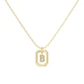 Gold letter B pendant necklace with pavé cubic zirconia in a geometric frame - Gold Initial Letter B Style (DY191330-B) / 925 Silver