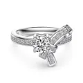 Eleganter S925 Sterling Silber Schleifenring mit weißem Zirkon und Mikro-Pave-Diamanten - US 6 / Schleife Ring (DY121538)