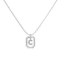 S925 sterling silver necklace with octagon pendant featuring letter C and cubic zirconia - Platinum Initial Letter C Style (DY191331-C) / 925 Silver