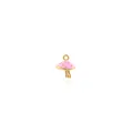 18K gold-plated mushroom pendant with pink enamel and polka dots for DIY jewelry - Mushroom
