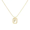 Golden octagonal pendant necklace with sparkling crystal encrusted letter F detail - Gold Initial Letter F Style (DY191334-F) / 925 Silver