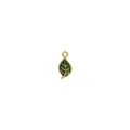 18K gold-plated leaf charm with green enamel and veins for DIY jewelry making - Green Leaf