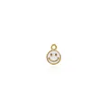 Macro detail of 18K gold plated smiley face pendant with white enamel for DIY jewelry - Smiley Face