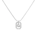 Polished S925 silver necklace with octagonal pendant and stone-set letter G - Platinum Initial Letter G Style (DY191335-G) / 925 Silver