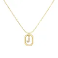Gold plated octagon pendant necklace with zircon-studded letter J on an O-chain - Gold Initial Letter J Style (DY191338-J) / 925 Silver