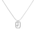 S925 silver necklace with sparkling letter J pavé pendant in a geometric frame - Platinum Initial Letter J Style (DY191338-J) / 925 Silver