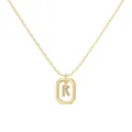 Gold octagon pendant necklace with letter K charm and sparkling white cubic zirconia - Gold Initial Letter K Style (DY191339-K) / 925 Silver