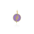 Detail of 18K gold-plated lightning bolt pendant with purple enamel and zircon stones - Purple
