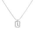 S925 sterling silver square frame pendant necklace with zircon micro-pave letter L - Platinum Initial Letter L Style (DY191340-L) / 925 Silver