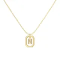 Octagonal gold pendant necklace with sparkling stone-encrusted letter N on O-chain - Gold Initial Letter N Style (DY191342-N) / 925 Silver