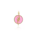 18K gold plated lightning bolt pendant with pink enamel and sparkling white crystals - Pink