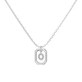 S925 sterling silver necklace with a cubic zirconia square pendant featuring letter O - Platinum Initial Letter O Style (DY191343-O) / 925 Silver
