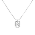 Minimalist S925 silver necklace with sparkling zircon-studded letter R pendant - Platinum Initial Letter R Style (DY191346-R) / 925 Silver