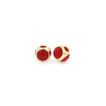 18K gold-plated beads with micro-paved zircons and deep red faceted stones for DIY jewelry - Red