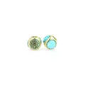Detail of 18K gold plated micro-inlaid zircon round beads with light blue crystal - Blue