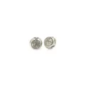 Macro shot of silver circular charms with clear cubic zirconia for DIY bracelets - White