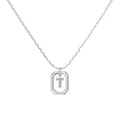 Elegant S925 silver necklace featuring a square pendant with micro-pave letter T charm - Platinum Initial Letter T Style (DY191348-T) / 925 Silver