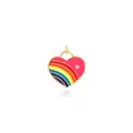 Macro shot of 18K gold plated heart pendant with rainbow enamel and zircon stone - Red