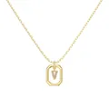Elegant gold octagon pendant necklace with sparkling CZ micro-pave letter V charm - Gold Initial Letter V Style (DY191350-V) / 925 Silver