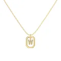 Elegant gold plated S925 silver necklace with sparkling zircon inlaid letter W pendant - Gold Initial Letter W Style (DY191351-W) / 925 Silver